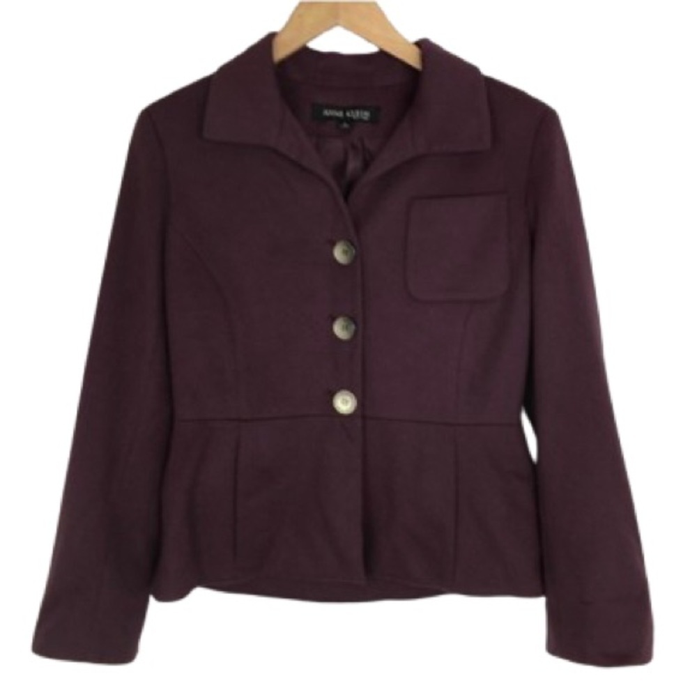 Cashmere Blazer Jacket Anne Klein Purple Women’s Size 4 Office Workwear